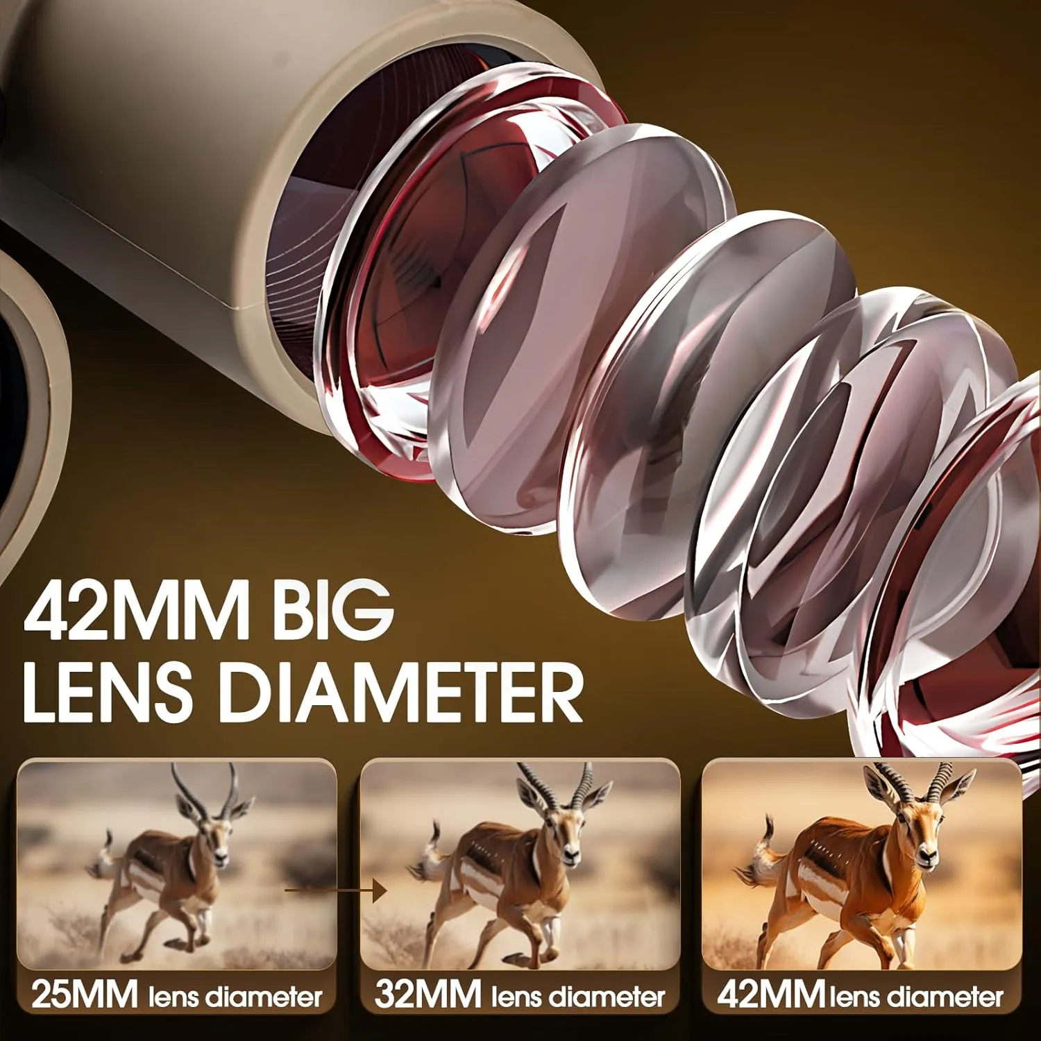 12x42 HD Binoculars for Adults High Powered Binoculars with Upgraded Phone Adapter Waterproof Compact Binocular with Low Light Night Vision for Bird Watching Hunting Outdoor Sports Concerts Mud