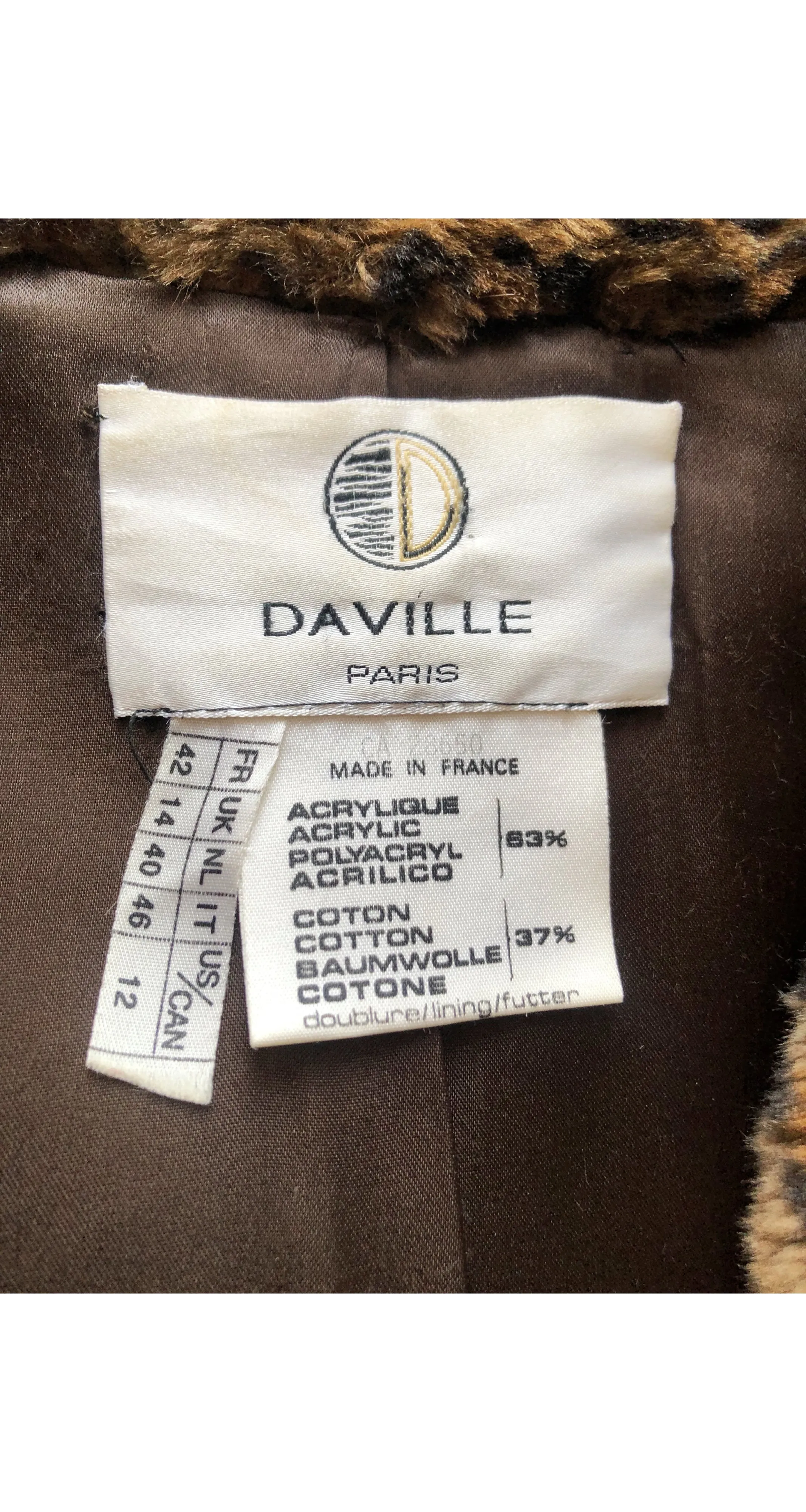 1980s Brown Leopard Print Faux Fur Coat