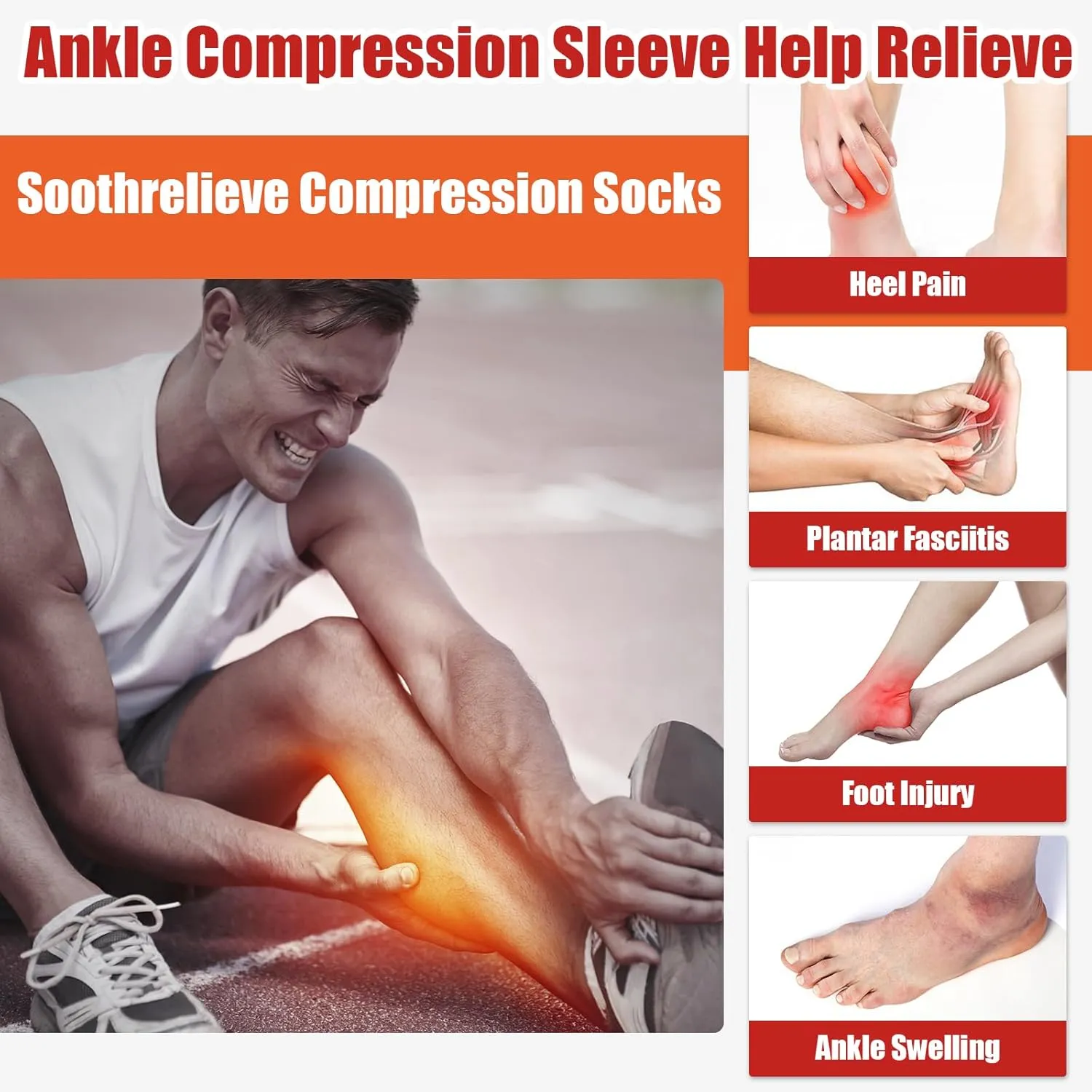 3Pairs Plantar Fasciitis Socks - Neuropathy Socks - Ankle Compression Sleeve - Toeless Compression Socks with Foot/Arch Support for Heel Spurs, Foot Swelling & Fatigue, Pain Relief (Black, X-Large)