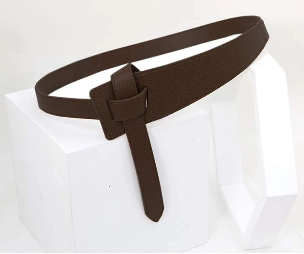 ALAIX Women's Leather Belt Dress Belt for Jeans Jumpsuit Coat Fashion Tie a Knot Genuine Leather Waist Belt