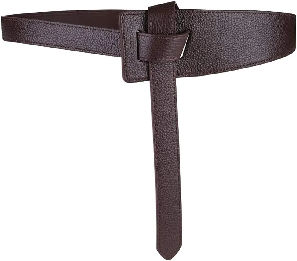 ALAIX Women's Leather Belt Dress Belt for Jeans Jumpsuit Coat Fashion Tie a Knot Genuine Leather Waist Belt