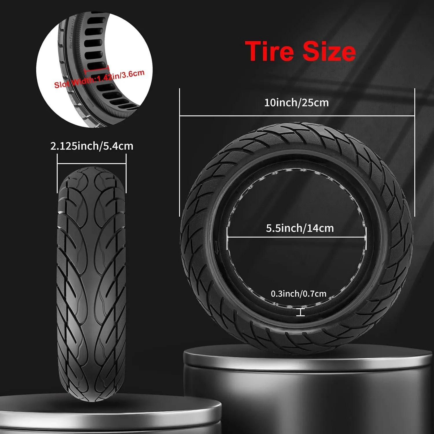 BANGTING 2PCS 10x2.125 inches Solid Tires for Electric Scooter, 50/75-6.1 Tire for Gotrax GXL V2 / XR/APEX, 8.5x2 inches Tire for Xiaomi Pro 2 / M365 / 1S and 8 1/2 x2 Tire Replacement (Black)