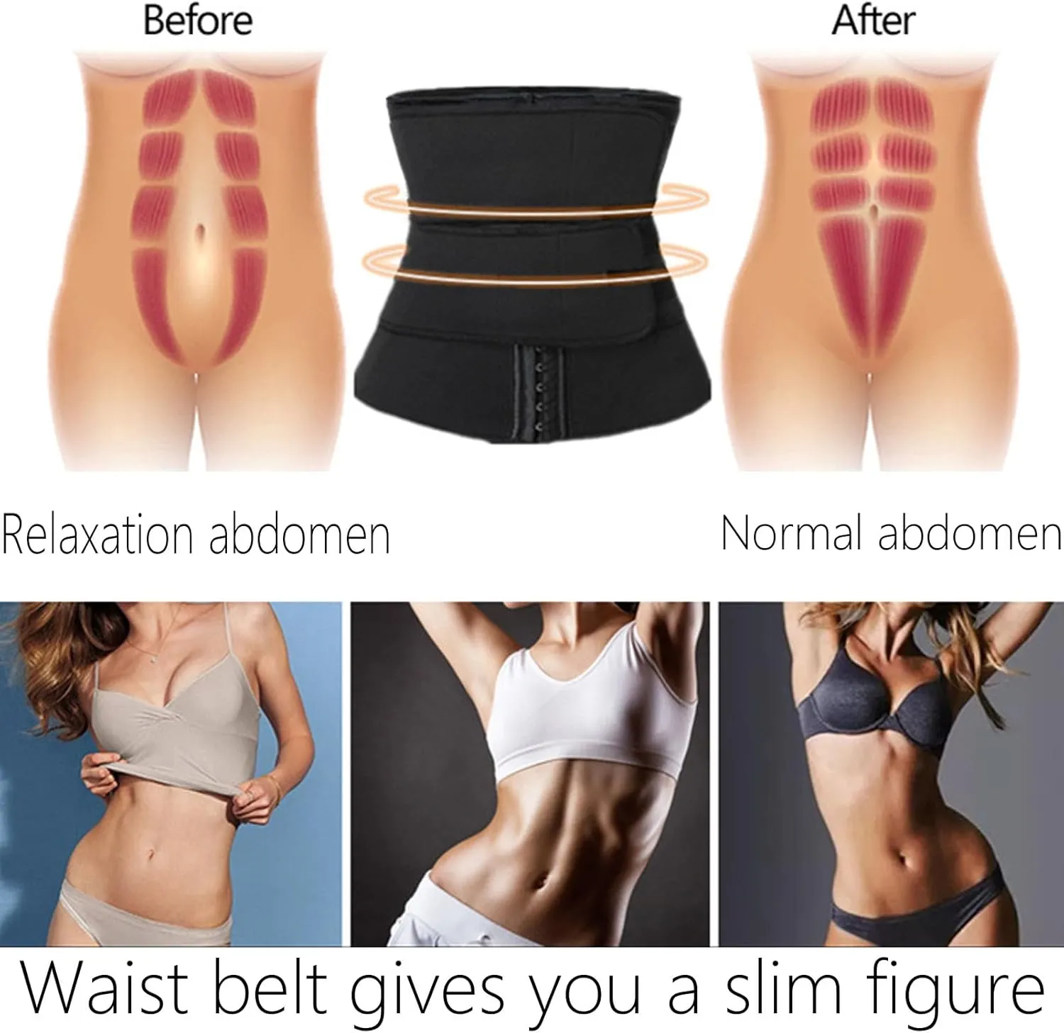 Belt Waist Cincher Ab Belt Tummy Control Body Shaper,Spiralhappy Waist Trainer with Triple Wrap for Women Working Out