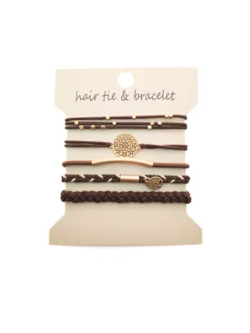 Bohemian Metal Accent Hair Tie Set – 5-Pack