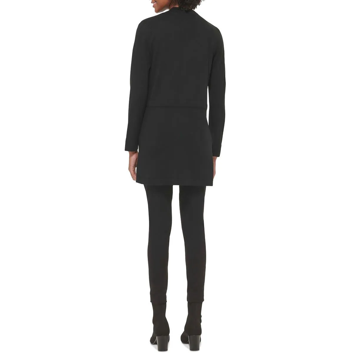 Calvin Klein Womens Faux Leather Trim Open Front Cardigan Sweater