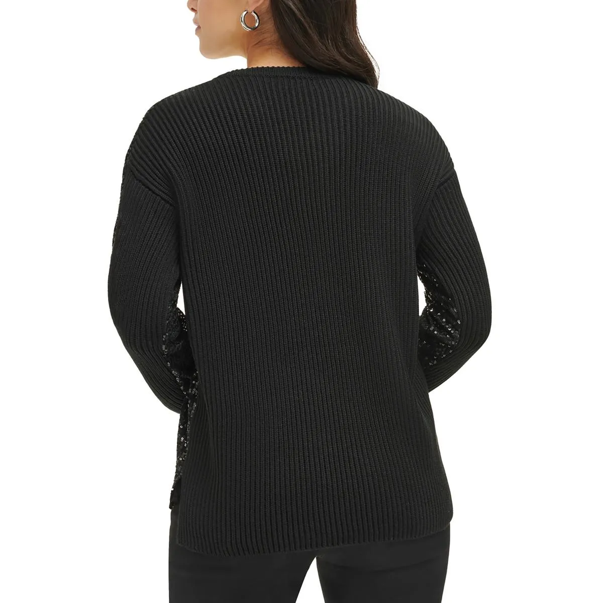 Calvin Klein Womens Sequined Pullover Crewneck Sweater