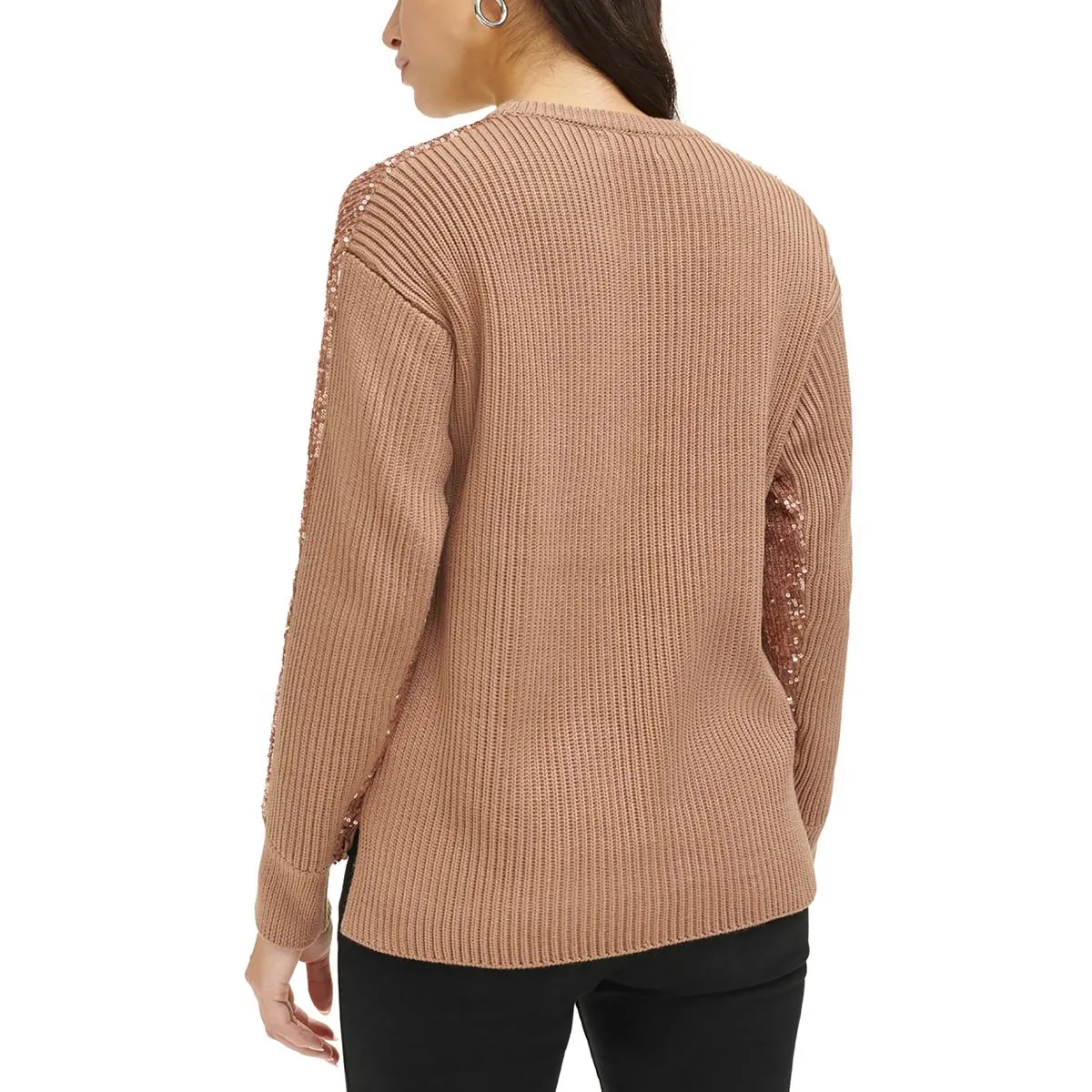 Calvin Klein Womens Sequined Pullover Crewneck Sweater
