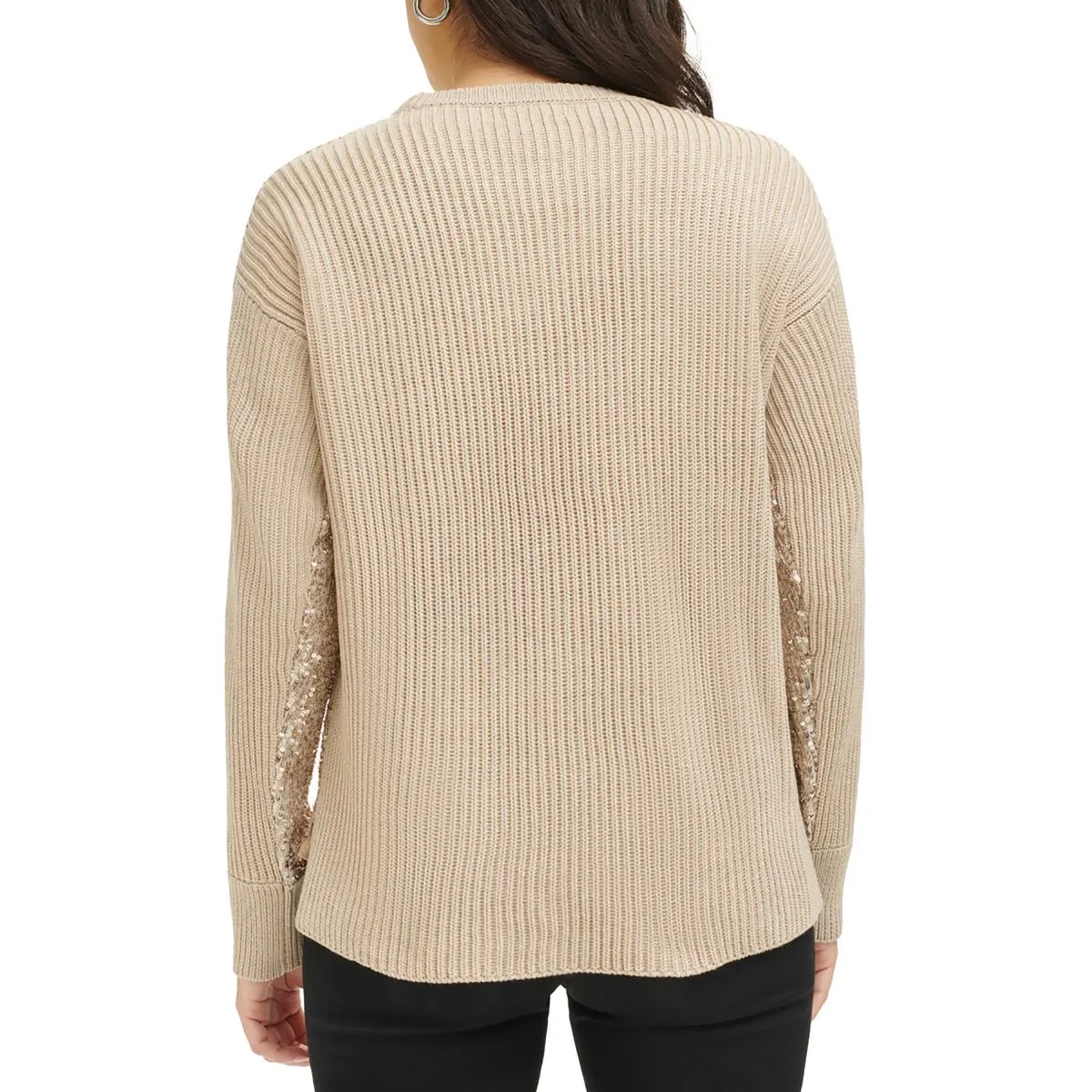 Calvin Klein Womens Sequined Pullover Crewneck Sweater