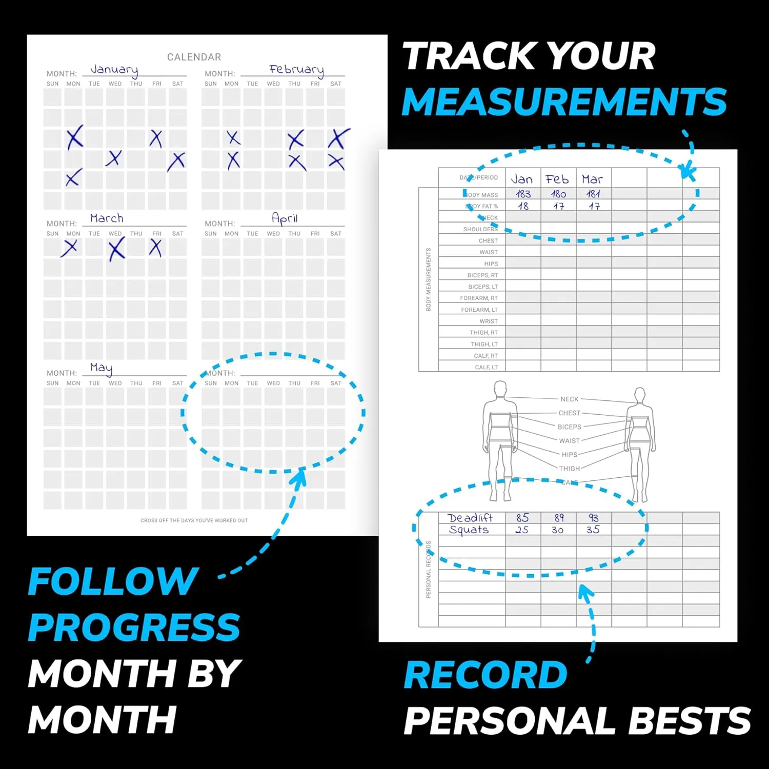Cossac Undated Fitness Journal & Workout Planner - Designed by Experts Gym Notebook, Workout Tracker,Exercise Log Book for Men Women