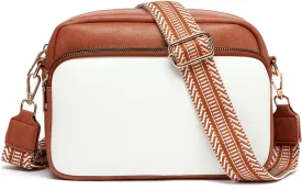 Crossbody Bags for Women, Small Cross Body Purse Vegan Leather Triple Zip Shoulder Handbag with Adjustable Wide Strap