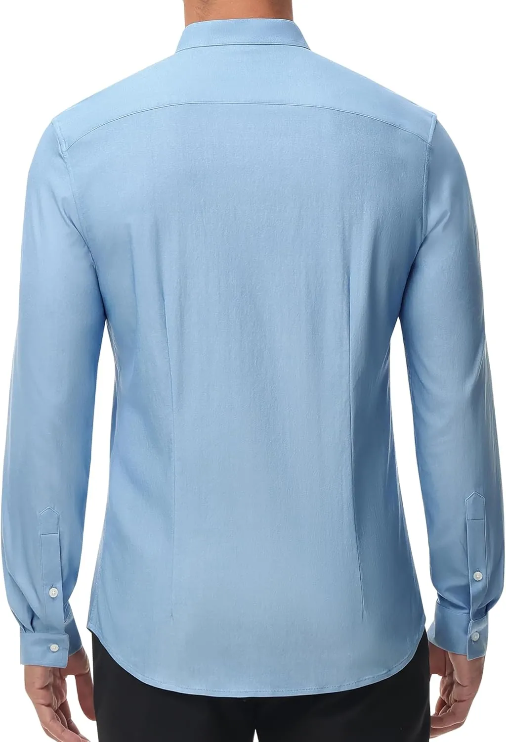 DEMEANOR Band Collar Dress Shirts for Men Stretch Dress Shirts Collarless Button Down Long Sleeve Shirts Muscle Fit