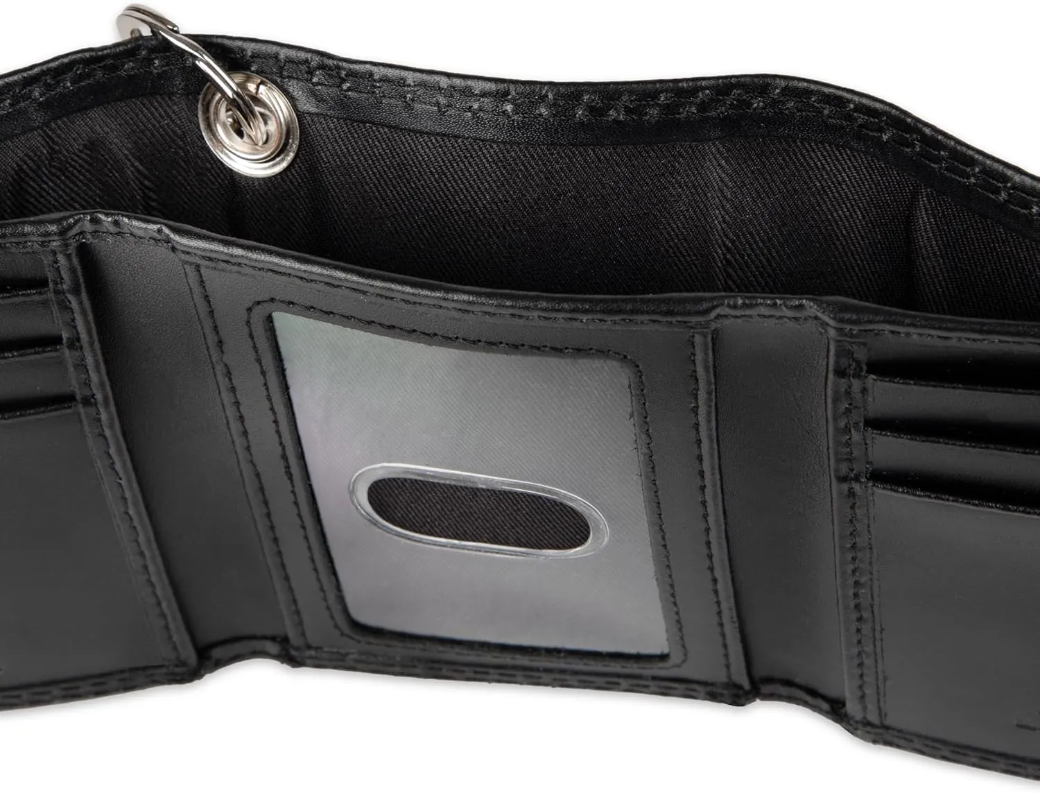 Dickies Men's Compact Leather Trifold Chain Wallet-Clear Id Window, Credit Card Slots