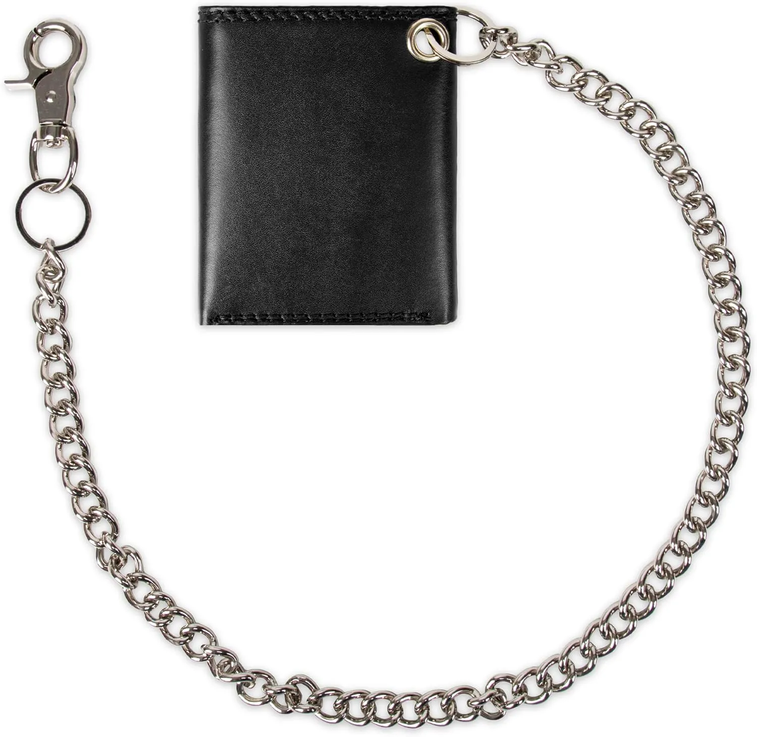 Dickies Men's Compact Leather Trifold Chain Wallet-Clear Id Window, Credit Card Slots