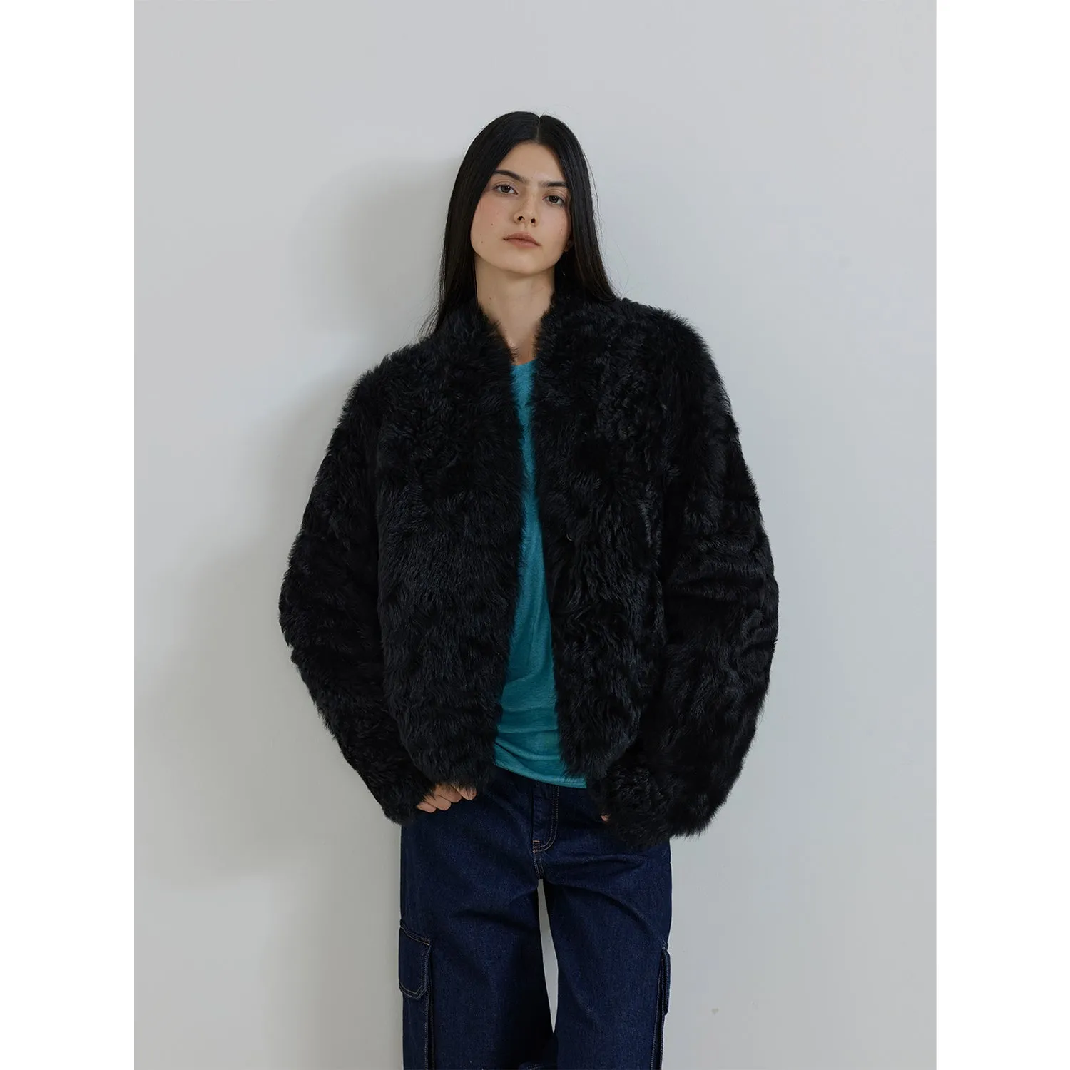 Dual-Sided Stand-Up Fur Coat