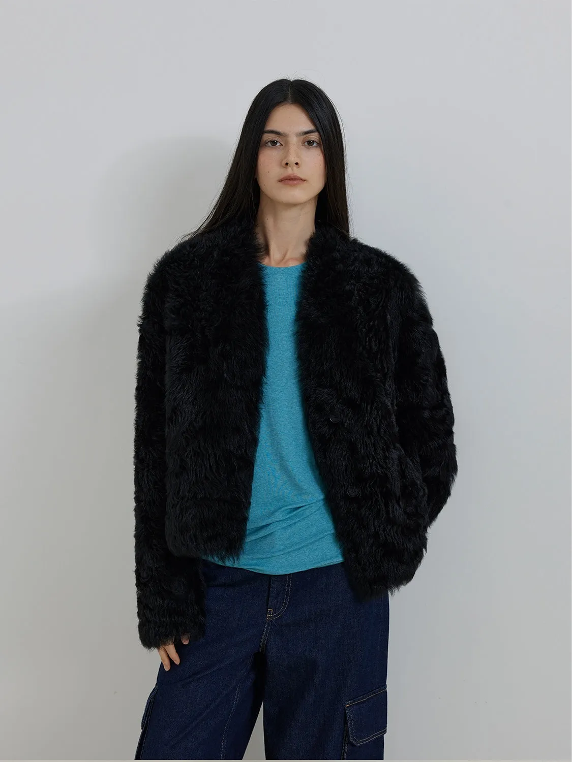Dual-Sided Stand-Up Fur Coat
