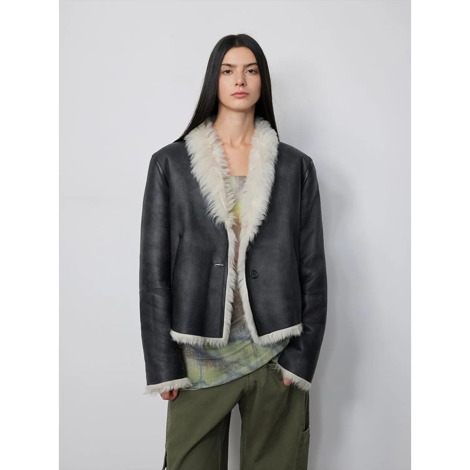 Dual-Sided Stand-Up Fur Coat