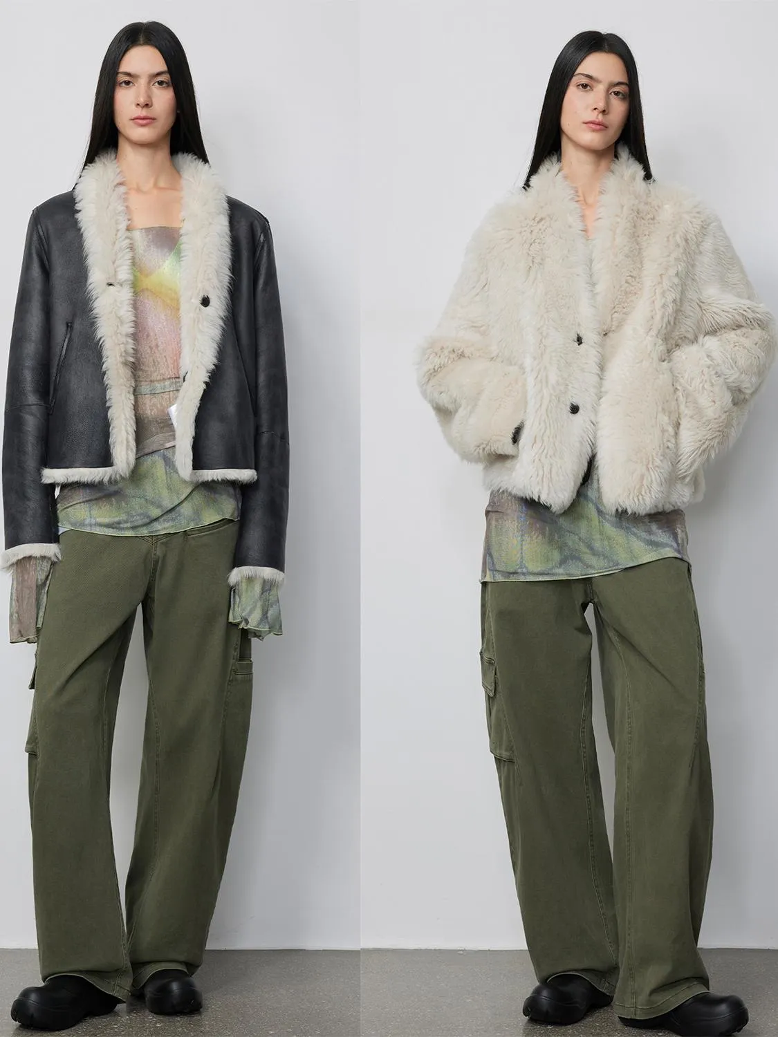 Dual-Sided Stand-Up Fur Coat