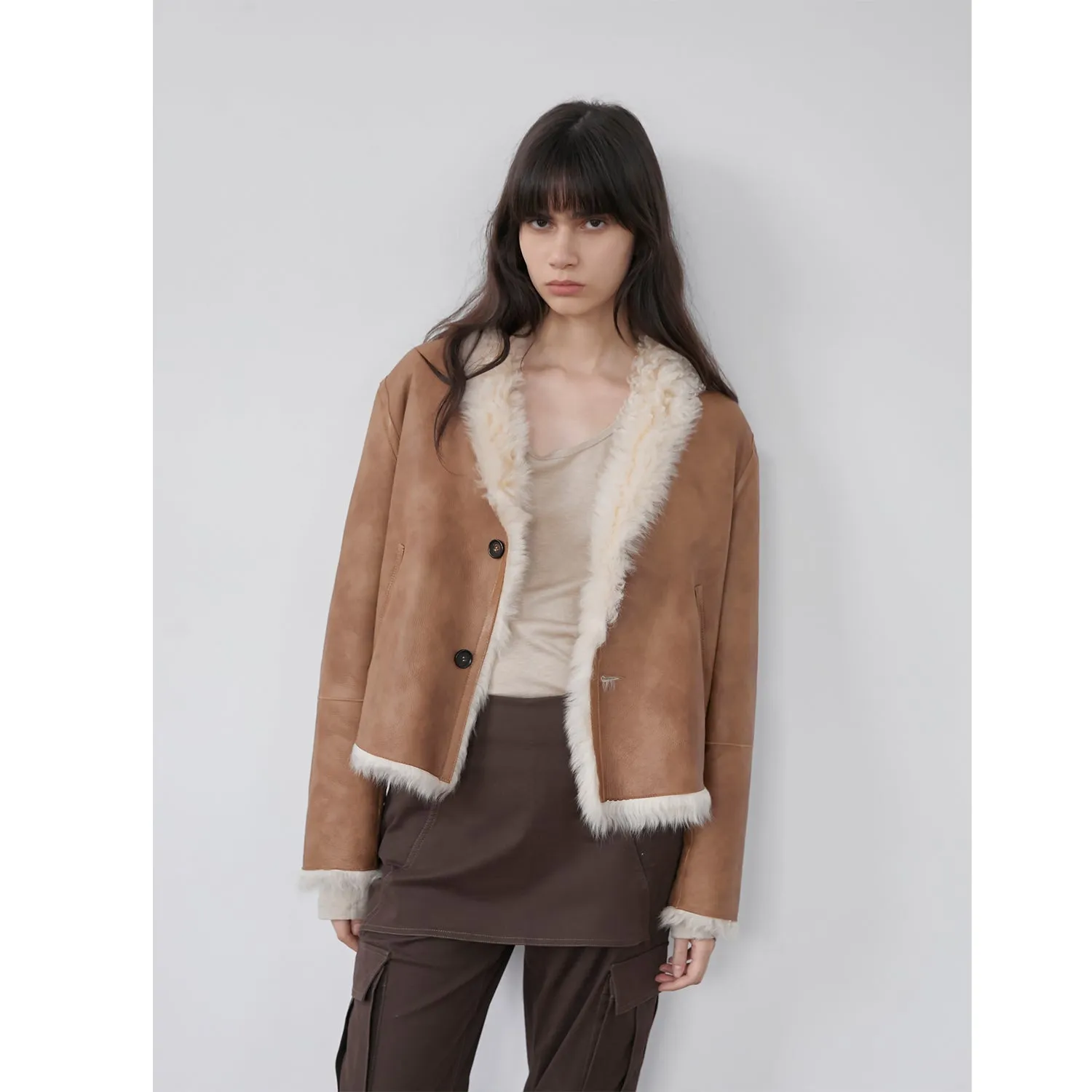 Dual-Sided Stand-Up Fur Coat