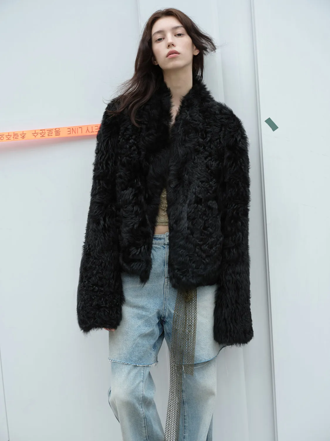 Dual-Sided Stand-Up Fur Coat
