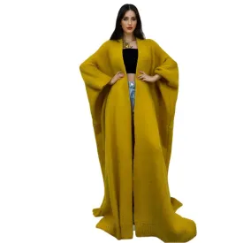 Elegant Winter Monochrome Fur Poncho Coat – Luxe & Cozy Abaya-Inspired Outerwear