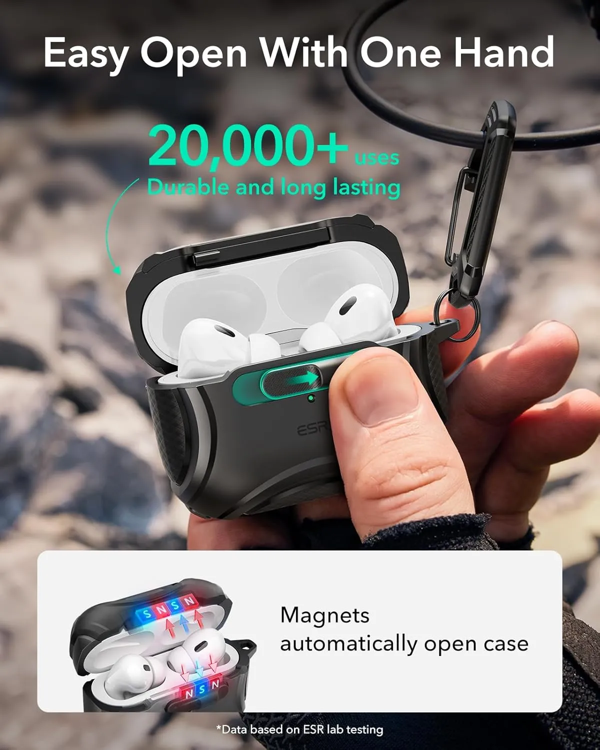 ESR for AirPods Pro Case (2023/2022/2019, 2nd/1st Gen), Compatible with AirPods Pro 2nd Generation (USB-C/Lightning Cable), Effortless MagSafe, Drop-Proof Lock, Easy Open, Cyber Series, Black