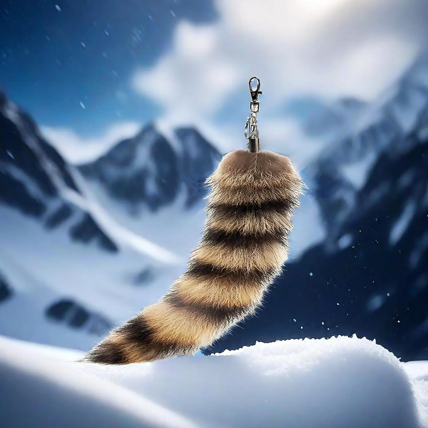 Fluffy Therian Raccoon Tail Keychain - Soft Raccoon Fur, Durable, Perfect for Cosplay, Renaissance Fairs