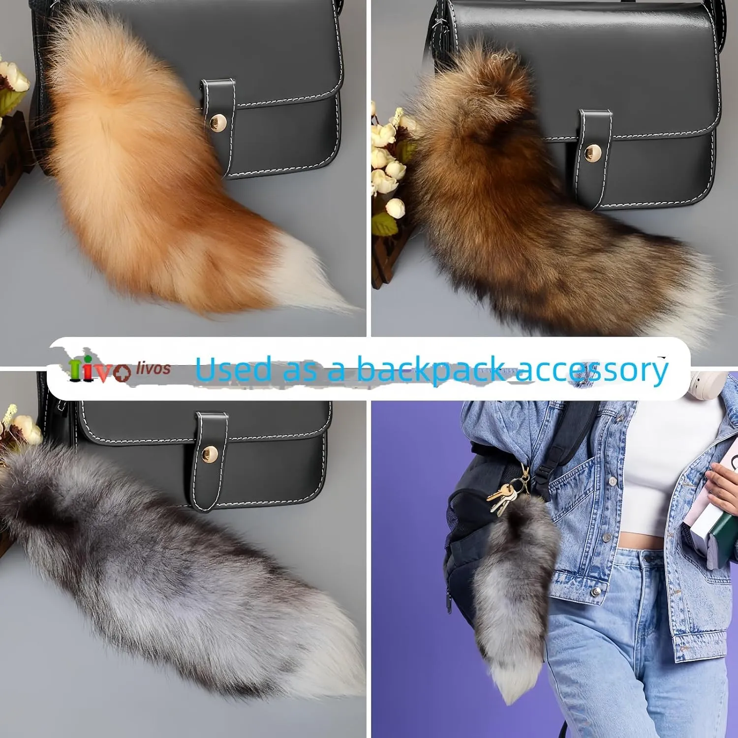 Fluffy Therian Raccoon Tail Keychain - Soft Raccoon Fur, Durable, Perfect for Cosplay, Renaissance Fairs