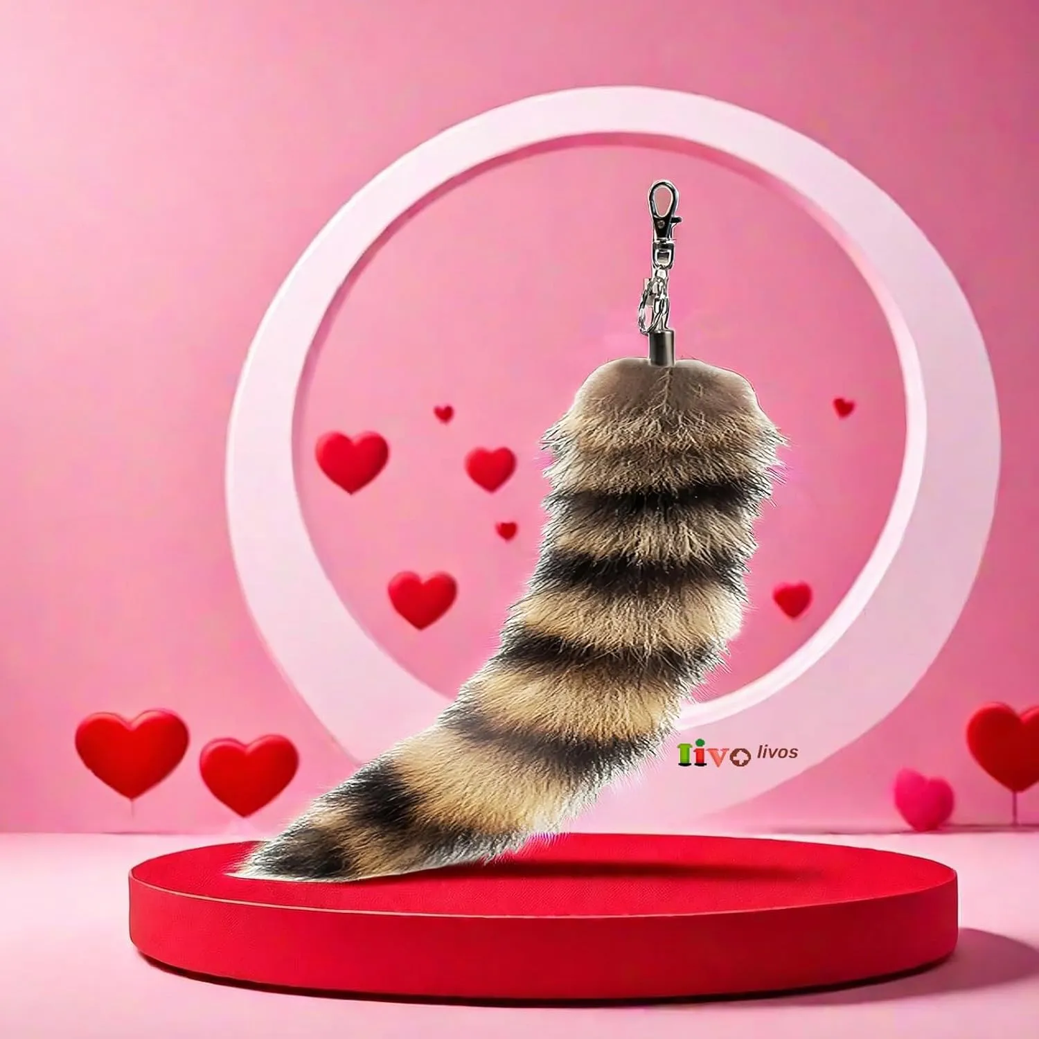 Fluffy Therian Raccoon Tail Keychain - Soft Raccoon Fur, Durable, Perfect for Cosplay, Renaissance Fairs
