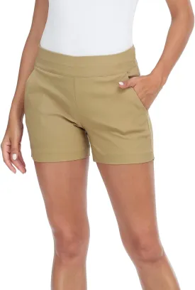HDE Chino Shorts for Women 4" Inseam Elastic High Waisted Casual Summer Shorts