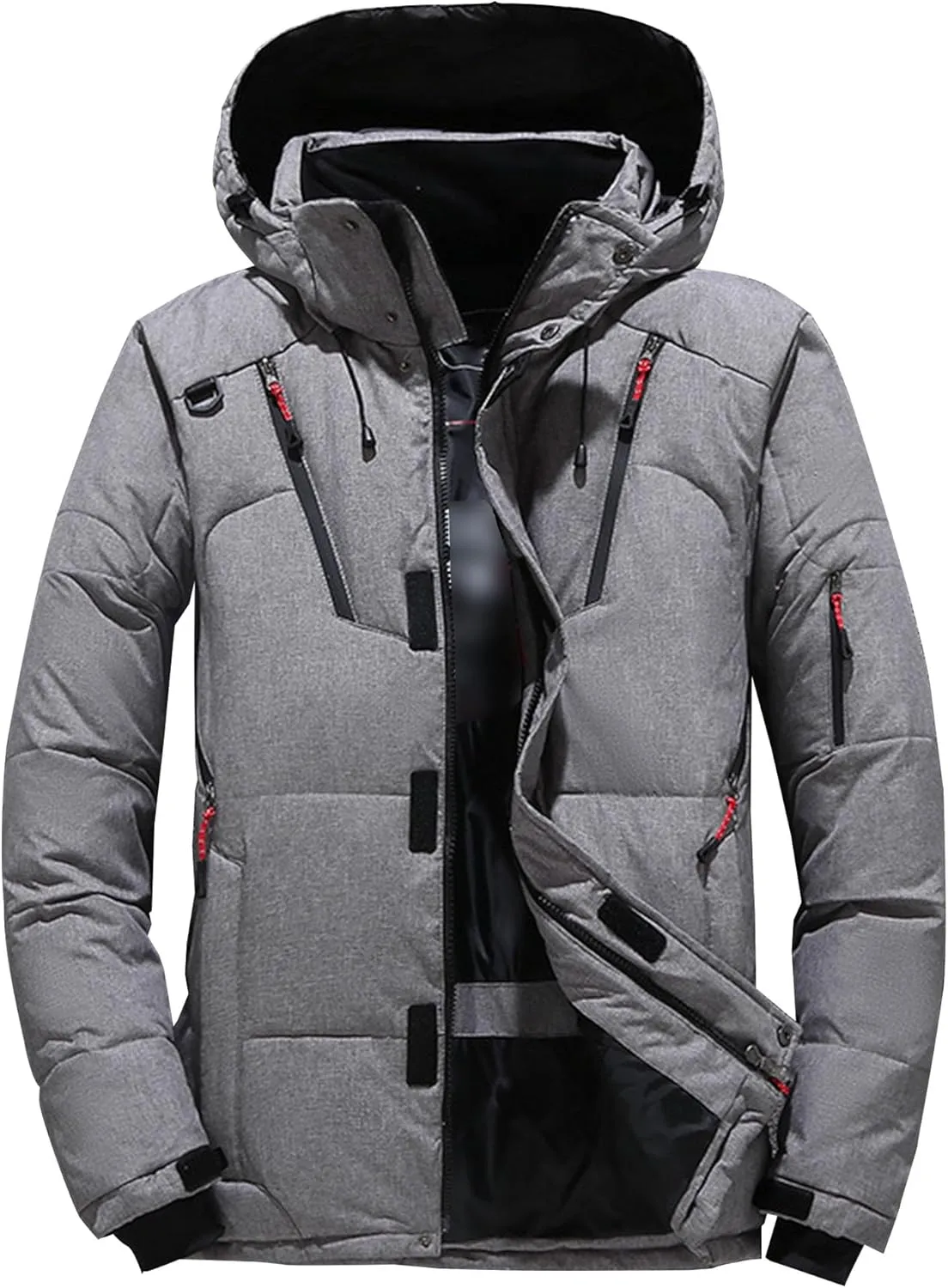 JEsilunmaMY Men's Thicken Outdoor Winter Puffer Jacket Warm Parka Padded Jacket With Fur Hood Windproof Puffy Snow Ski Coat