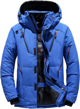 JEsilunmaMY Men's Thicken Outdoor Winter Puffer Jacket Warm Parka Padded Jacket With Fur Hood Windproof Puffy Snow Ski Coat