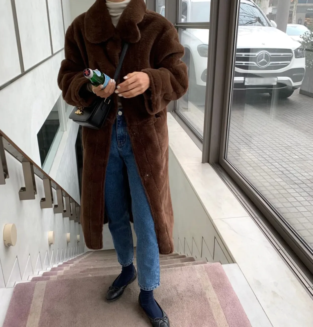 [Korean Style] Embry Teddy Long Coat