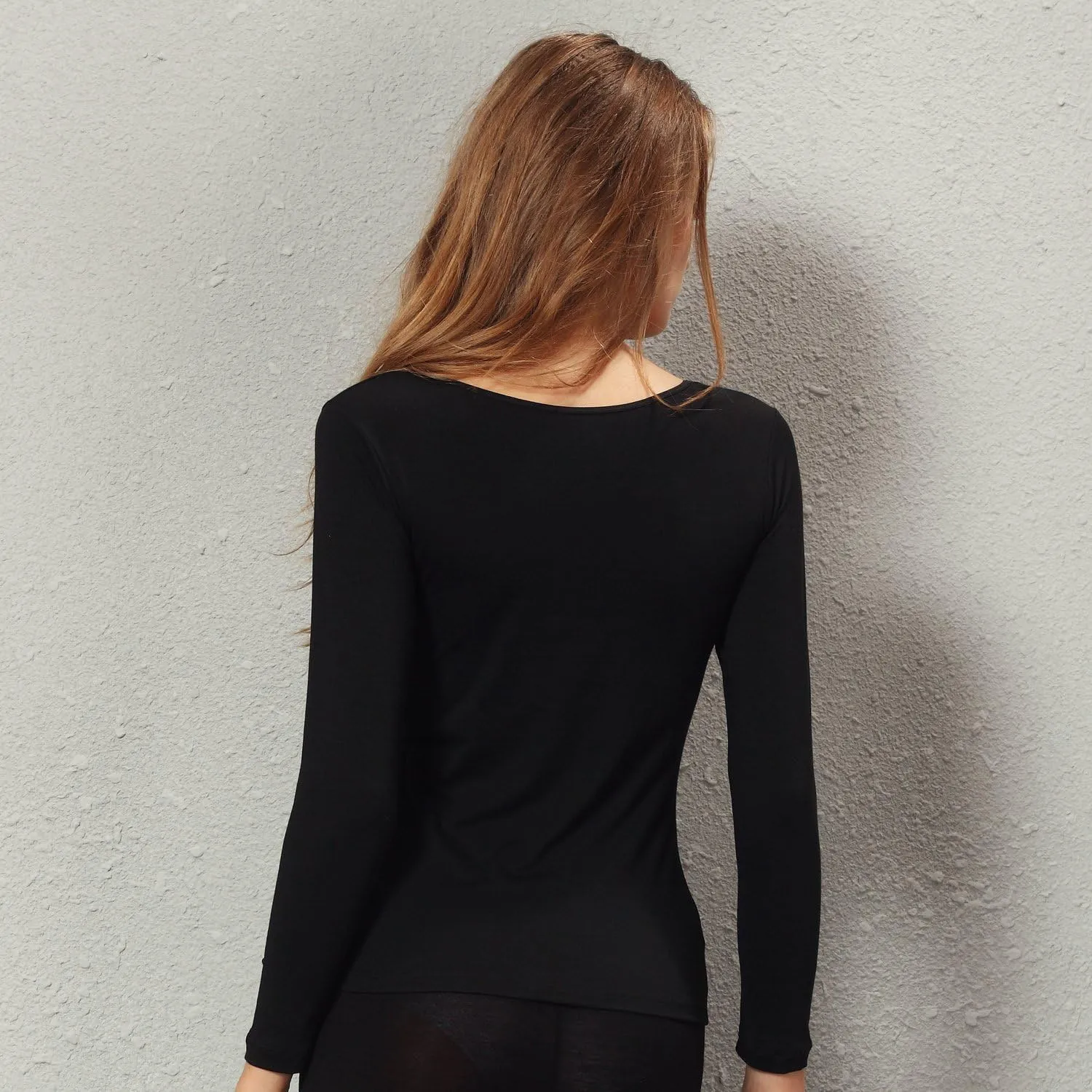 Liang Rou Women's Crew Neck Long Sleeve Ultrathin Modal Thermal Underwear Shirt/Top