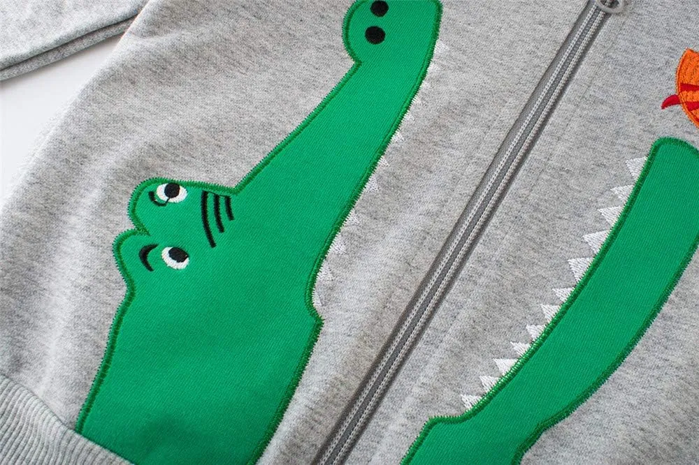 LitBud Toddler Boys Jacket Cartoon Dinosaur Animal Zipper Packaway Spring Autumn Hoodies Coat for Kids 1-7 Years