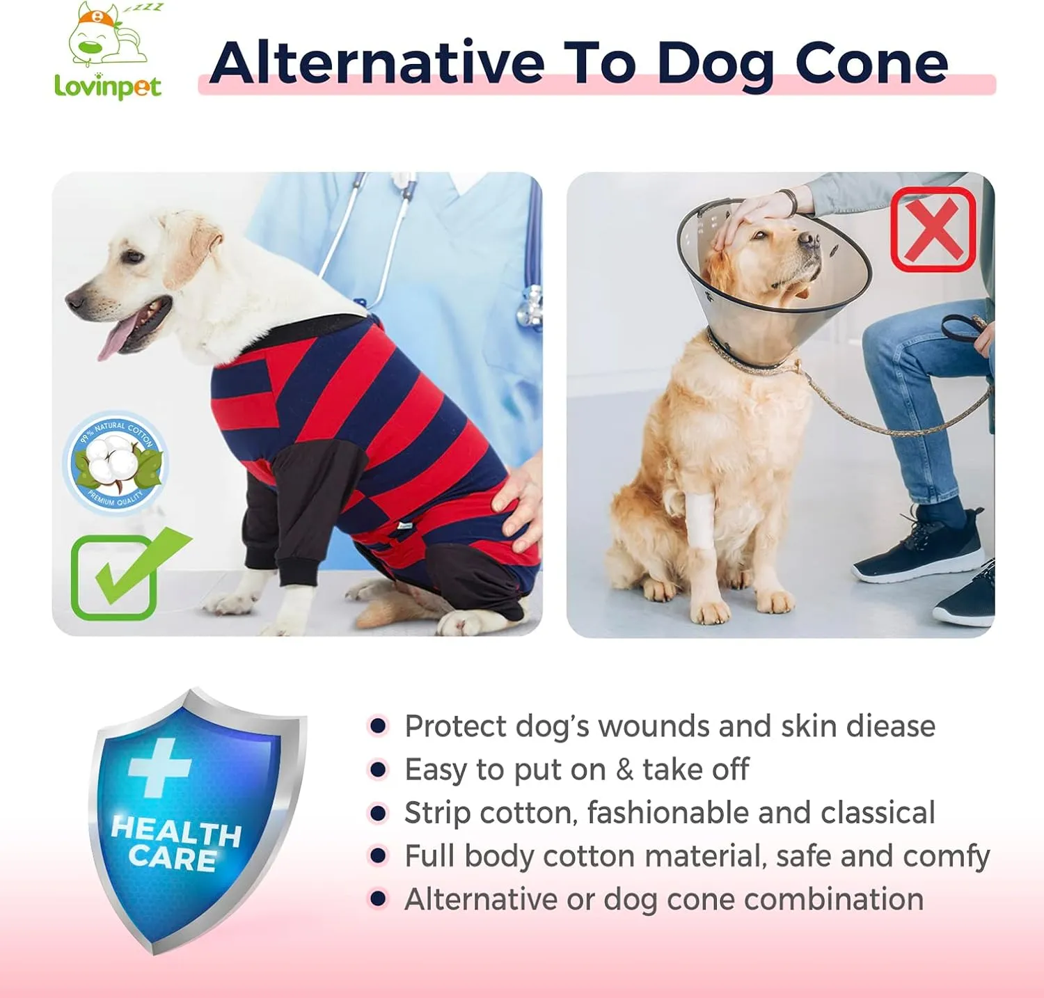 LovinPet Dog Recovery Suit for Large Medium Dogs Anti Licking Bodysuit Dog Bodysuit for Abdominal Wound After Surgery Cut-Out Design of Abdomen Bodysuit Onesie for Shedding Skin Disease,3XL
