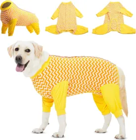 LovinPet Dog Recovery Suit - Medium Large - Dog Bodysuit for Abdominal Wound After Surgery Anti Licking Abdominal Wound Surgical Clothes Post-Operative Vest E-Collar Alternative,Wavy Long Leg,3XL