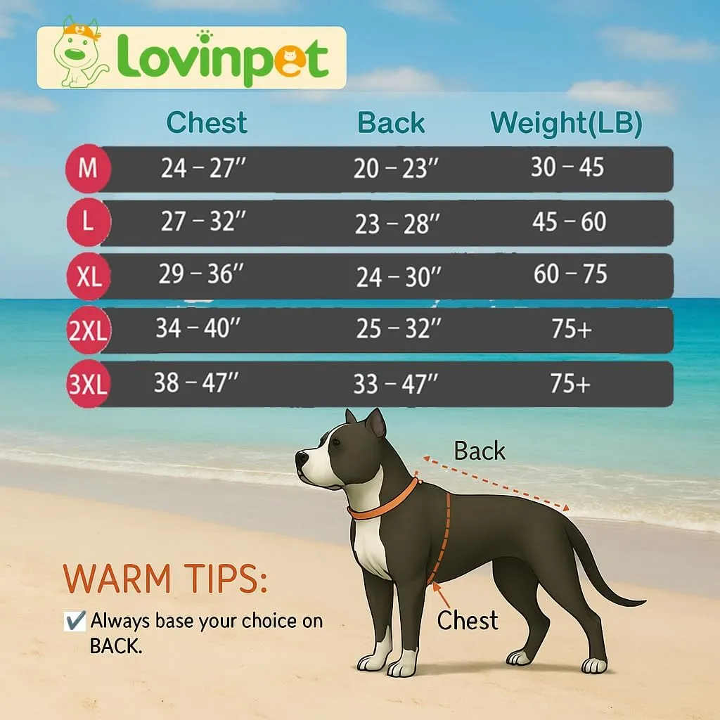 LovinPet Dog Recovery Suit - Medium Large - Dog Bodysuit for Abdominal Wound After Surgery Anti Licking Abdominal Wound Surgical Clothes Post-Operative Vest E-Collar Alternative,Wavy Long Leg,3XL