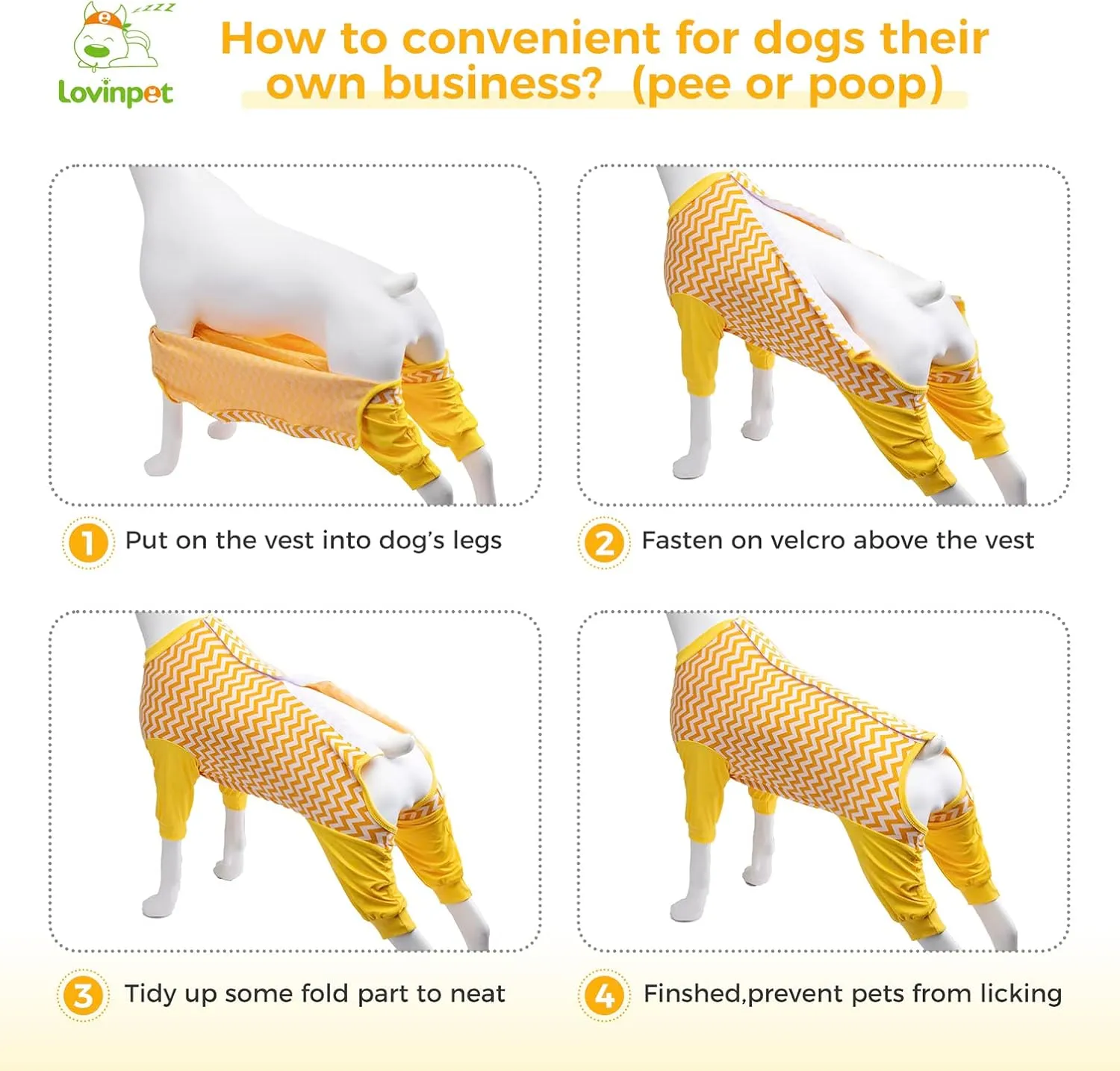 LovinPet Dog Recovery Suit - Medium Large - Dog Bodysuit for Abdominal Wound After Surgery Anti Licking Abdominal Wound Surgical Clothes Post-Operative Vest E-Collar Alternative,Wavy Long Leg,3XL