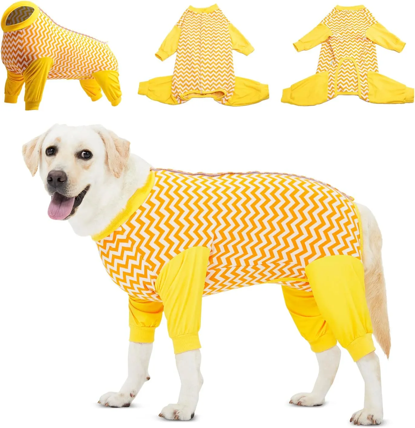LovinPet Dog Recovery Suit - Medium Large - Dog Bodysuit for Abdominal Wound After Surgery Anti Licking Abdominal Wound Surgical Clothes Post-Operative Vest E-Collar Alternative,Wavy Long Leg,3XL