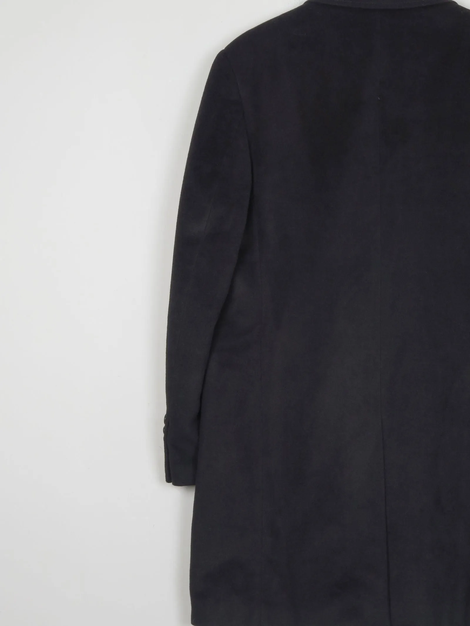 Mens Vintage Cashmere & Wool Black 3/4 Crombie Style Coat 40"