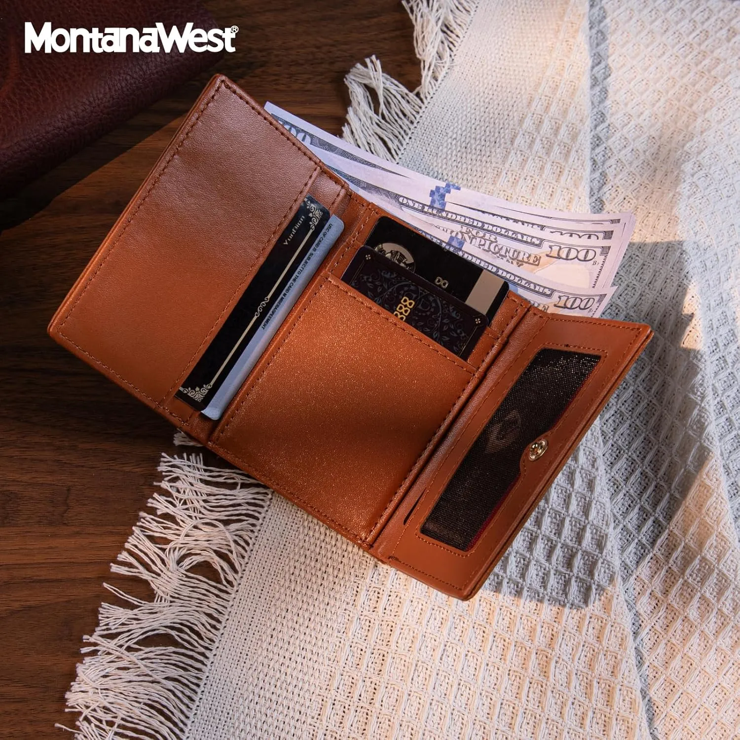 Montana West Small Wallet Woman Womens Slim Wallet RFID Credit Card Holder Trifold Wallets for Women with ID Window