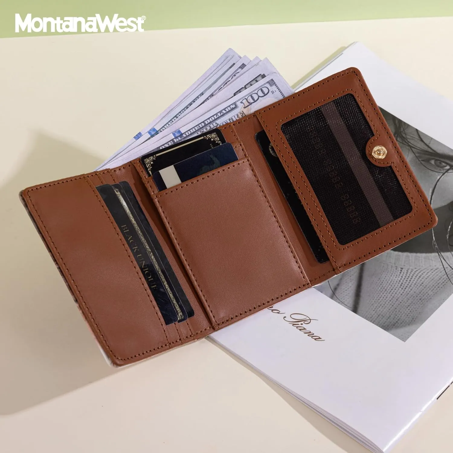 Montana West Womens Small Wallet Trifold Women's Wallets Slim RFID Blocking Wallet with ID Window