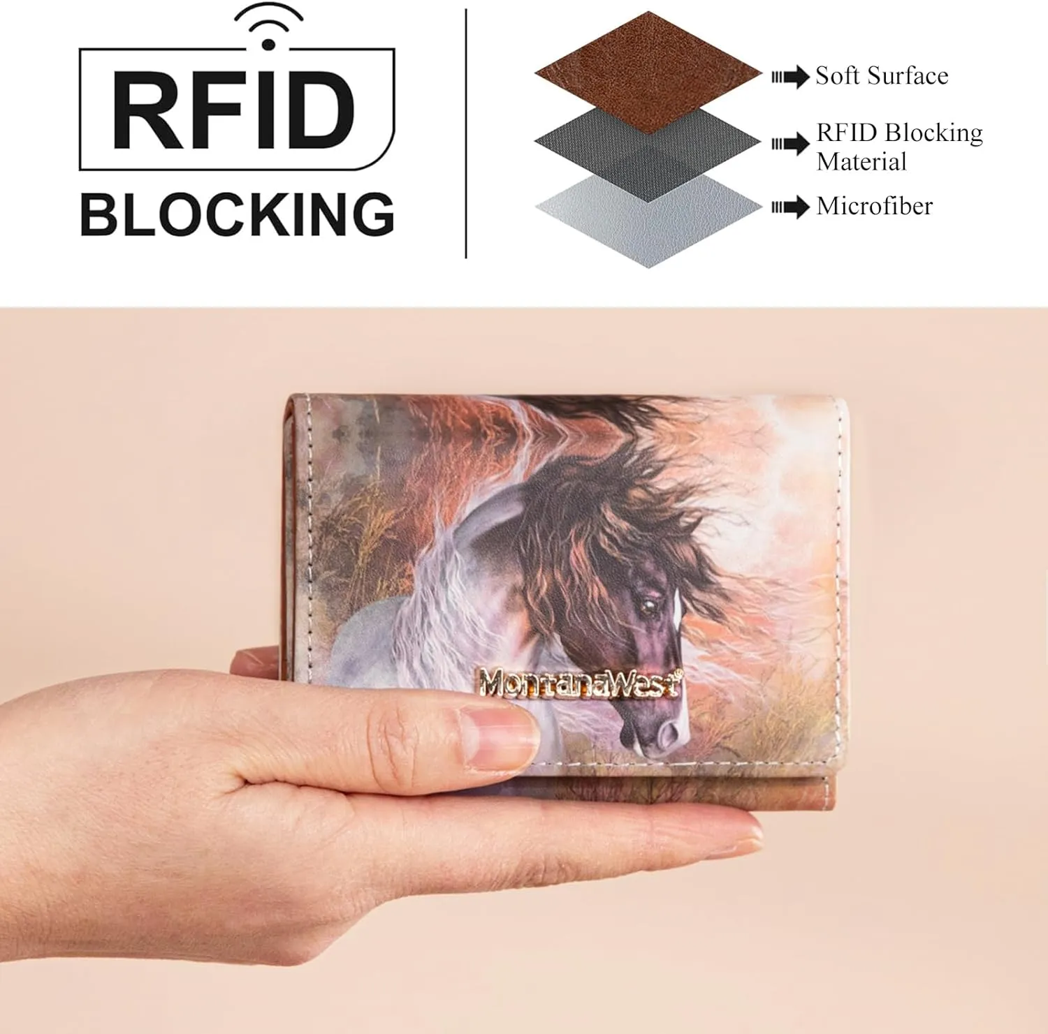 Montana West Womens Small Wallet Trifold Women's Wallets Slim RFID Blocking Wallet with ID Window