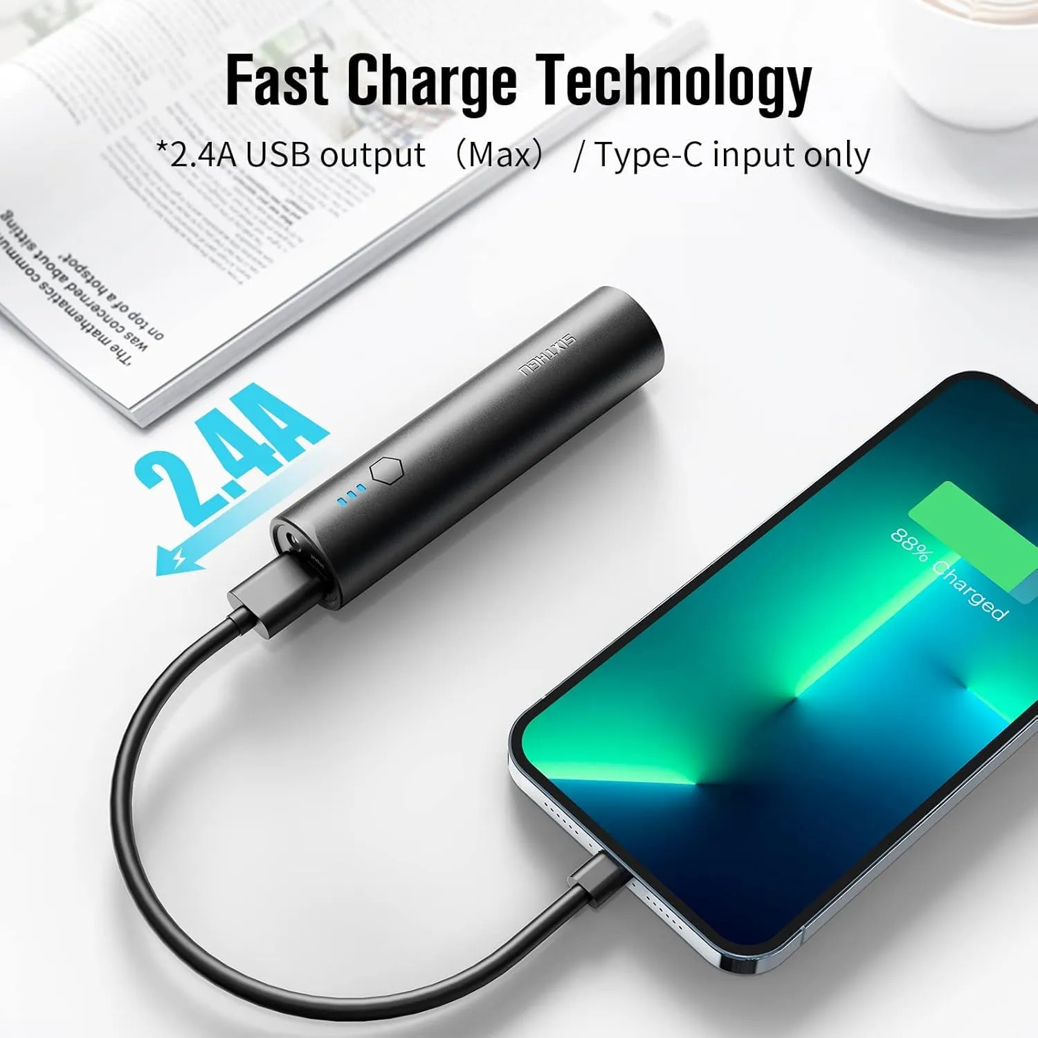 Portable Charger, Power Bank, S03 2-Pack 5,000mAh Battery Pack with Fast Charging USB-C (in&Out) Compatible with iPhone 15/15 Plus/15 Pro/15 Pro Max, iPhone 14/13 Series and Android Phone