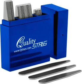 Quality Stays 40 Metal Collar Stays for Men's Dress Shirts  3 Sizes in Divided Sapphire Box