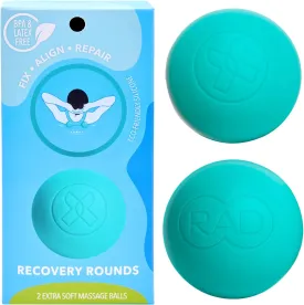RAD Recovery Rounds - Extra Soft Yoga Deep Tissue Massage Ball Set  Myofascial Release Balls for Feet, Back, Neck, Legs & Arms  Trigger Point & Mobility Therapy (2-Pack)