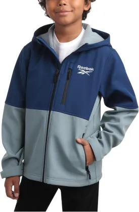 Reebok Boys Jacket - Lightweight Polar Fleece Lined Softshell Jacket with Hood - Weather Resistant Jacket for Boys (8-20)
