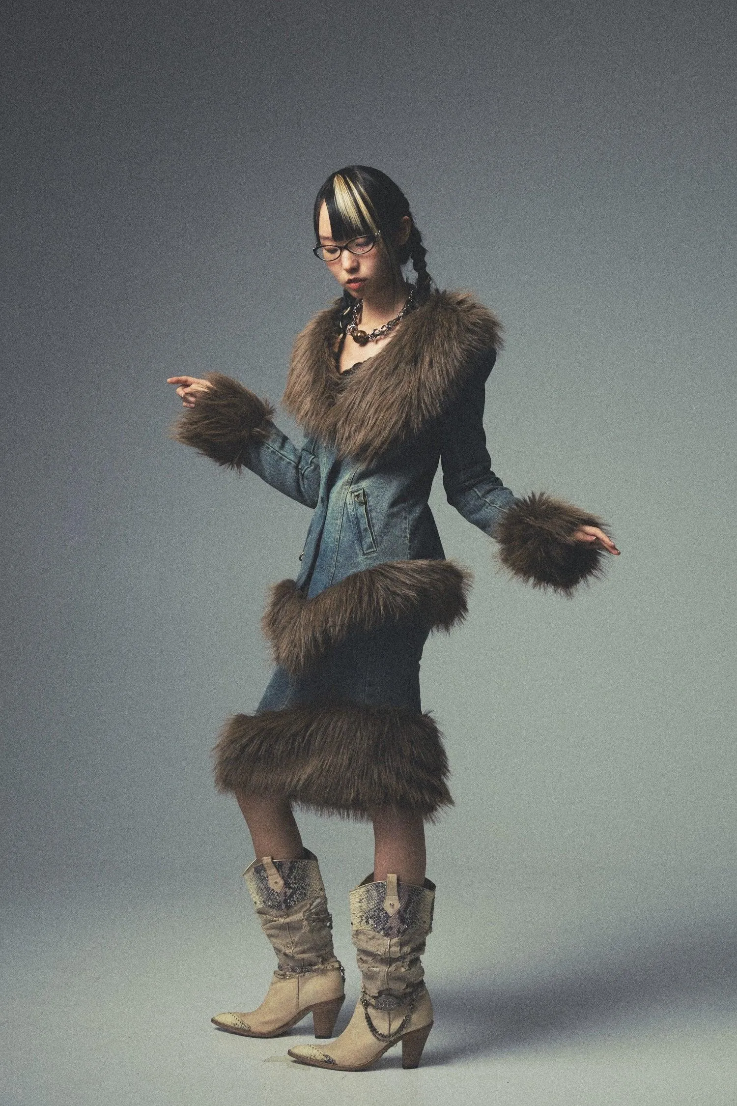 Retro Fur Denim Coat