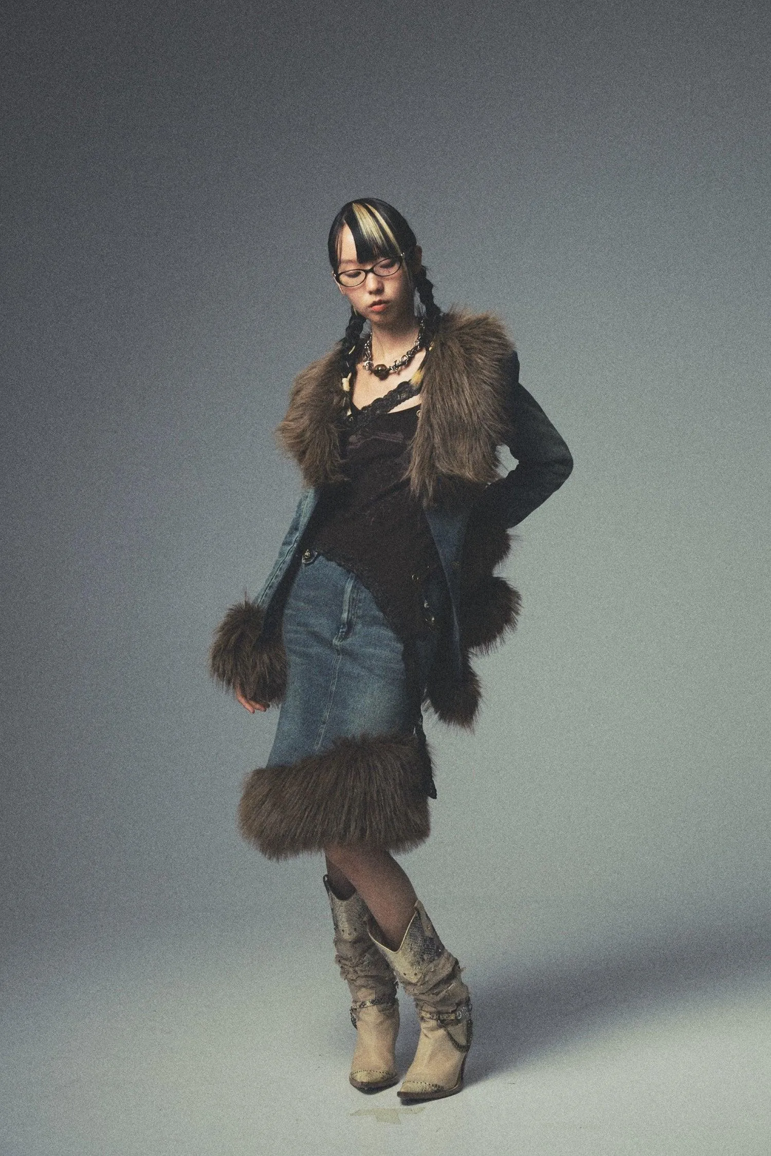 Retro Fur Denim Coat