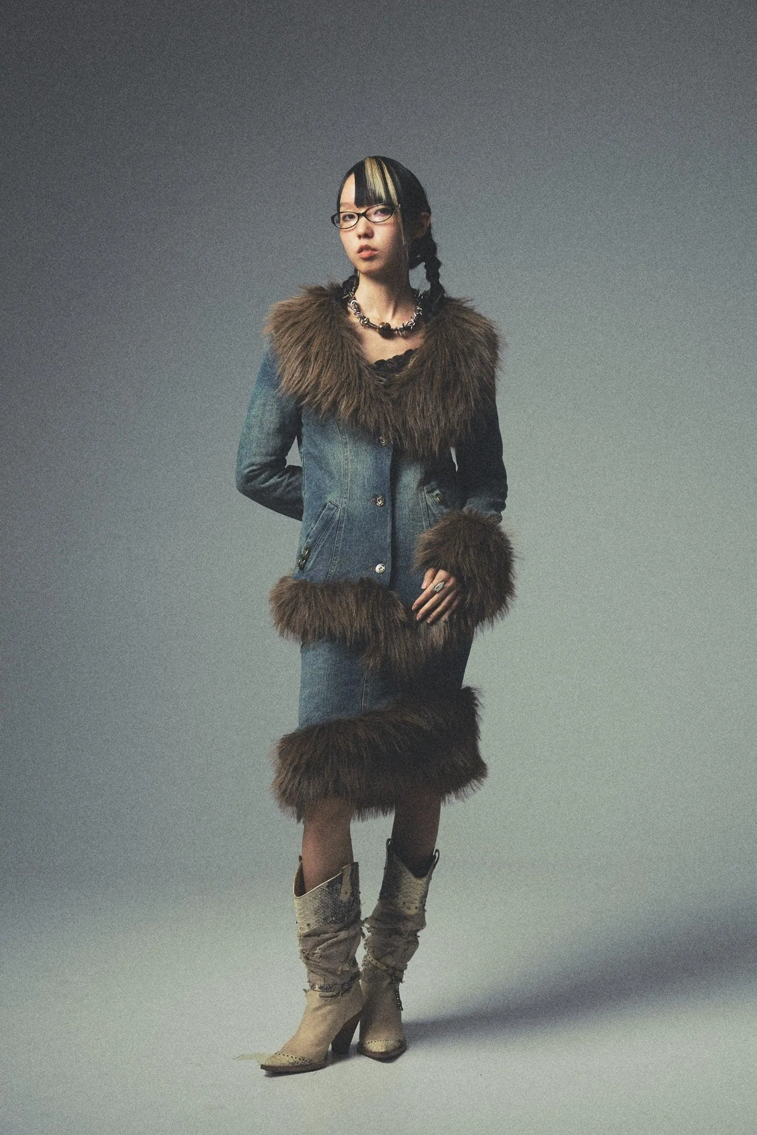Retro Fur Denim Coat